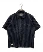 Schottショット）の古着「半袖シャツ STRIPE SS WORK SHIRT（ストライプSSワークシャツ）」｜ブラック