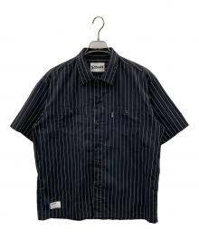 Schott（ショット）の古着「半袖シャツ STRIPE SS WORK SHIRT（ストライプSSワークシャツ）」｜ブラック