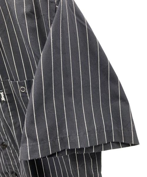 Schott（ショット）Schott (ショット) 半袖シャツ STRIPE SS WORK SHIRT（ストライプSSワークシャツ） ブラック サイズ:Lの古着・服飾アイテム
