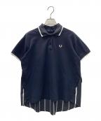 FRED PERRYフレッドペリー）の古着「シャツ コットンバックヘム PANELLED POLO SHIRT（パネルポロシャツ）」｜ネイビー