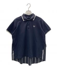 FRED PERRY（フレッドペリー）の古着「シャツ コットンバックヘム PANELLED POLO SHIRT（パネルポロシャツ）」｜ネイビー