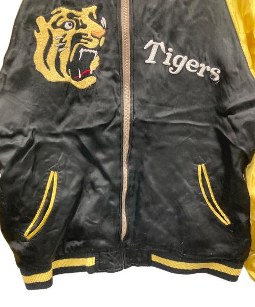 阪神タイガース（ハンシンタイガース）阪神タイガース (ハンシンタイガース) リバーシブルスタジャン 刺繍 ブラック×イエロー サイズ:Lの古着・服飾アイテム