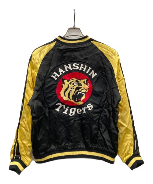 阪神タイガース（ハンシンタイガース）阪神タイガース (ハンシンタイガース) リバーシブルスタジャン 刺繍 ブラック×イエロー サイズ:Lの古着・服飾アイテム