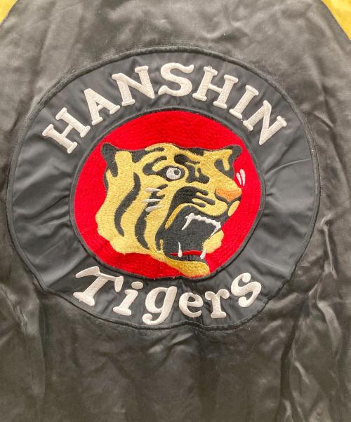 阪神タイガース（ハンシンタイガース）阪神タイガース (ハンシンタイガース) リバーシブルスタジャン 刺繍 ブラック×イエロー サイズ:Lの古着・服飾アイテム