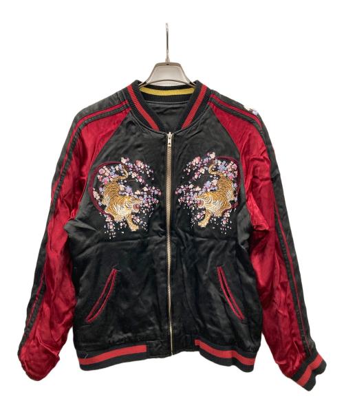 阪神タイガース（ハンシンタイガース）阪神タイガース (ハンシンタイガース) リバーシブルスタジャン 刺繍 ブラック×イエロー サイズ:Lの古着・服飾アイテム