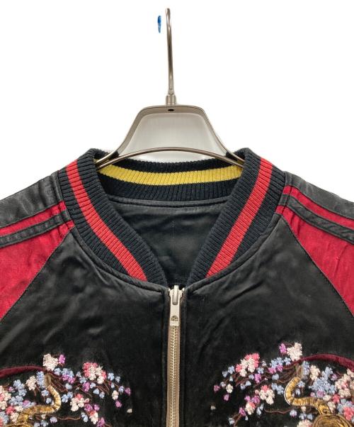 阪神タイガース（ハンシンタイガース）阪神タイガース (ハンシンタイガース) リバーシブルスタジャン 刺繍 ブラック×イエロー サイズ:Lの古着・服飾アイテム