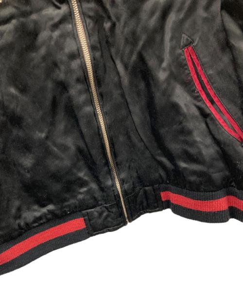 阪神タイガース（ハンシンタイガース）阪神タイガース (ハンシンタイガース) リバーシブルスタジャン 刺繍 ブラック×イエロー サイズ:Lの古着・服飾アイテム