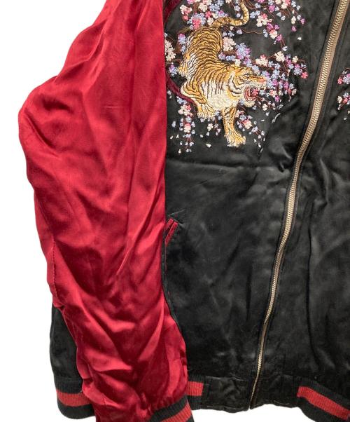 阪神タイガース（ハンシンタイガース）阪神タイガース (ハンシンタイガース) リバーシブルスタジャン 刺繍 ブラック×イエロー サイズ:Lの古着・服飾アイテム