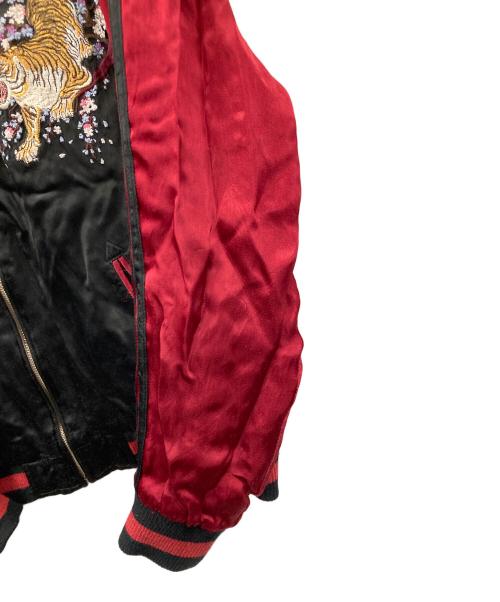 阪神タイガース（ハンシンタイガース）阪神タイガース (ハンシンタイガース) リバーシブルスタジャン 刺繍 ブラック×イエロー サイズ:Lの古着・服飾アイテム