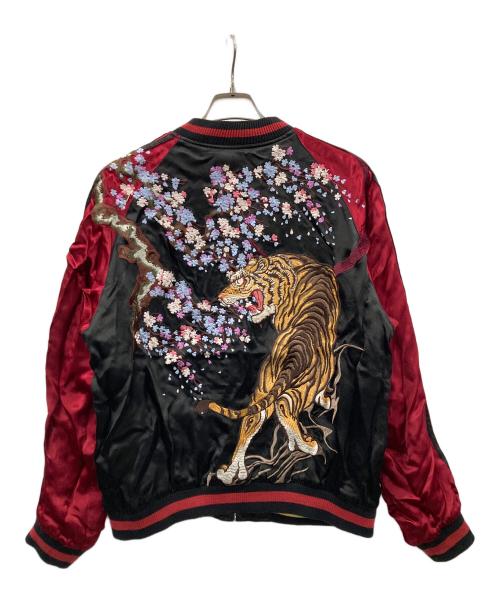 阪神タイガース（ハンシンタイガース）阪神タイガース (ハンシンタイガース) リバーシブルスタジャン 刺繍 ブラック×イエロー サイズ:Lの古着・服飾アイテム