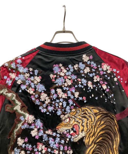 阪神タイガース（ハンシンタイガース）阪神タイガース (ハンシンタイガース) リバーシブルスタジャン 刺繍 ブラック×イエロー サイズ:Lの古着・服飾アイテム