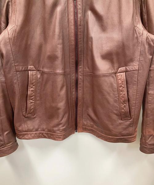 BOSS HUGO BOSS（ボス ヒューゴボス）BOSS HUGO BOSS (ボス ヒューゴボス) シングルライダースジャケット ブラウン サイズ:UK58の古着・服飾アイテム