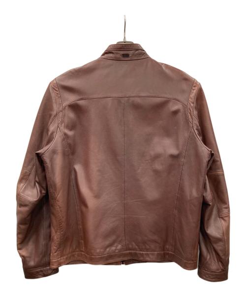BOSS HUGO BOSS（ボス ヒューゴボス）BOSS HUGO BOSS (ボス ヒューゴボス) シングルライダースジャケット ブラウン サイズ:UK58の古着・服飾アイテム