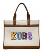 MICHAEL KORSマイケル・コース）の古着「トートバッグ ストラクチャートート」｜アイボリー×ブラウン