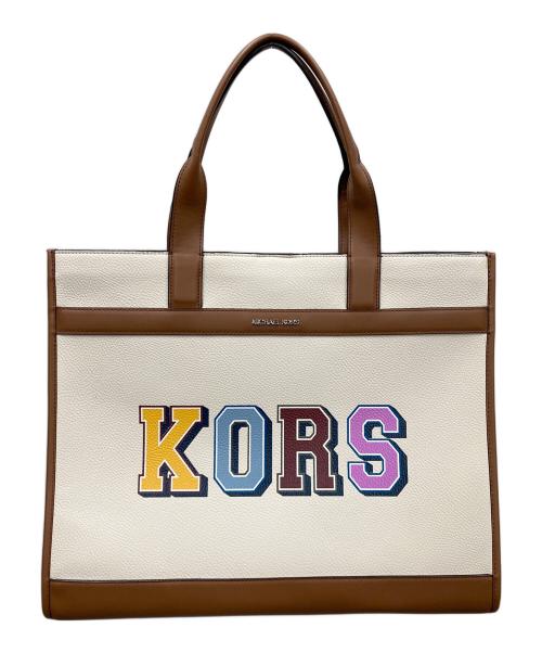MICHAEL KORS（マイケル・コース）MICHAEL KORS (マイケル・コース) トートバッグ ストラクチャートート アイボリー×ブラウン サイズ:実寸サイズにてご確認くださいの古着・服飾アイテム