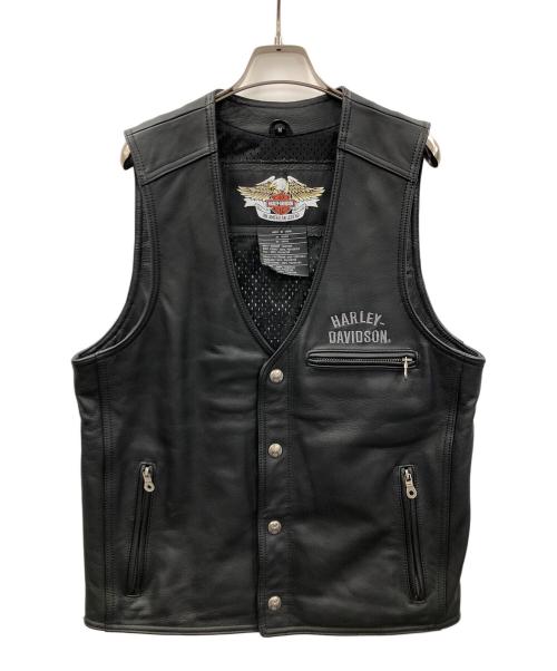 HARLEY-DAVIDSON（ハーレーダビッドソン）HARLEY-DAVIDSON (ハーレーダビッドソン) レザーベスト ブラック サイズ:Mの古着・服飾アイテム