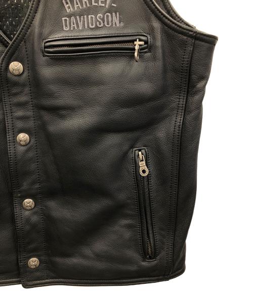 HARLEY-DAVIDSON（ハーレーダビッドソン）HARLEY-DAVIDSON (ハーレーダビッドソン) レザーベスト ブラック サイズ:Mの古着・服飾アイテム