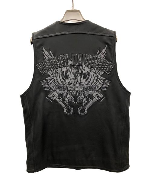 HARLEY-DAVIDSON（ハーレーダビッドソン）HARLEY-DAVIDSON (ハーレーダビッドソン) レザーベスト ブラック サイズ:Mの古着・服飾アイテム