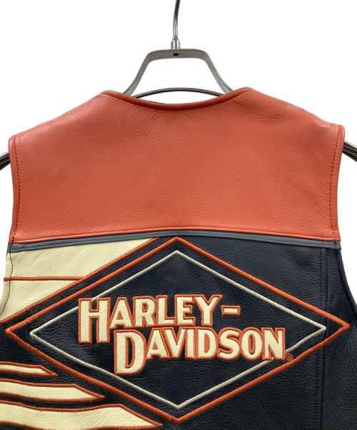 HARLEY-DAVIDSON（ハーレーダビッドソン）HARLEY-DAVIDSON (ハーレーダビッドソン) ベスト ブラック×オレンジ サイズ:Mの古着・服飾アイテム