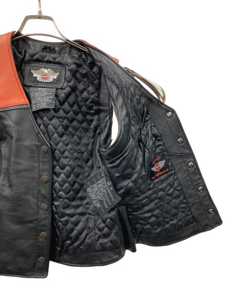 HARLEY-DAVIDSON（ハーレーダビッドソン）HARLEY-DAVIDSON (ハーレーダビッドソン) ベスト ブラック×オレンジ サイズ:Mの古着・服飾アイテム