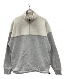 HUF（ハフ）の古着「ハーフジップスウェット 1/4 Zip Mockneck Fleece Sweater（ジップ モックネック フリース セーター）」｜グレー×ホワイト
