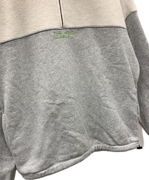 HUF（ハフ）HUF (ハフ) ハーフジップスウェット 1/4 Zip Mockneck Fleece Sweater（ジップ モックネック フリース セーター） グレー×ホワイト サイズ:Mの古着・服飾アイテム