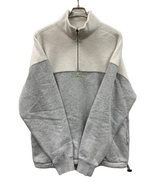 HUF（ハフ）HUF (ハフ) ハーフジップスウェット 1/4 Zip Mockneck Fleece Sweater（ジップ モックネック フリース セーター） グレー×ホワイト サイズ:Mの古着・服飾アイテム
