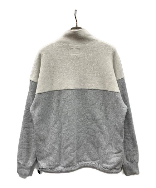 HUF（ハフ）HUF (ハフ) ハーフジップスウェット 1/4 Zip Mockneck Fleece Sweater（ジップ モックネック フリース セーター） グレー×ホワイト サイズ:Mの古着・服飾アイテム