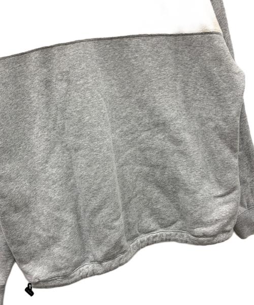 HUF（ハフ）HUF (ハフ) ハーフジップスウェット 1/4 Zip Mockneck Fleece Sweater（ジップ モックネック フリース セーター） グレー×ホワイト サイズ:Mの古着・服飾アイテム