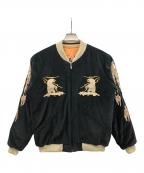 東洋エンタープライズトウヨウエンタープライズ）の古着「スカジャン Late 1950s Style Velveteen Souvenir Jacket “POLAR BEAR” × “ALASKA MAP”（レイト フィフティーズ スタイル ベルベティーン スーベニア ジャケット“ポーラー ベア”×“アラスカ マップ”）」｜ブラック