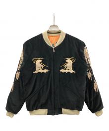 東洋エンタープライズ（トウヨウエンタープライズ）の古着「スカジャン Late 1950s Style Velveteen Souvenir Jacket “POLAR BEAR” × “ALASKA MAP”（レイト フィフティーズ スタイル ベルベティーン スーベニア ジャケット“ポーラー ベア”×“アラスカ マップ”）」｜ブラック