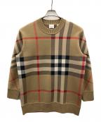 BURBERRYバーバリー）の古着「クルーネックニット CHECK TECHNICAL WOOL JACQUARD SWEATER （チェック テクニカル ウール ジャカード セーター）」｜ベージュ
