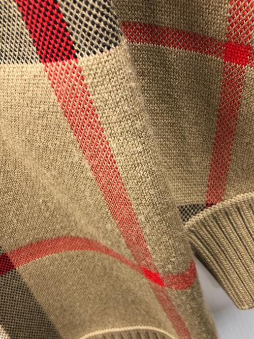 BURBERRY（バーバリー）BURBERRY (バーバリー) クルーネックニット CHECK TECHNICAL WOOL JACQUARD SWEATER （チェック テクニカル ウール ジャカード セーター） ベージュ サイズ:Sの古着・服飾アイテム