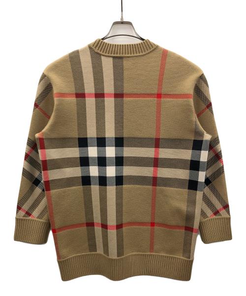 BURBERRY（バーバリー）BURBERRY (バーバリー) クルーネックニット CHECK TECHNICAL WOOL JACQUARD SWEATER （チェック テクニカル ウール ジャカード セーター） ベージュ サイズ:Sの古着・服飾アイテム