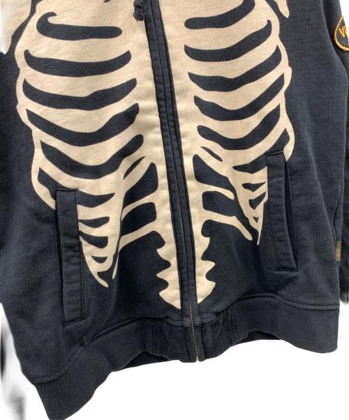 VANSON（バンソン）VANSON (バンソン) ジップパーカー スカル ブラック サイズ:Mの古着・服飾アイテム