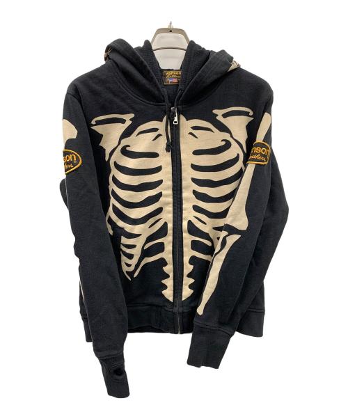 VANSON（バンソン）VANSON (バンソン) ジップパーカー スカル ブラック サイズ:Mの古着・服飾アイテム