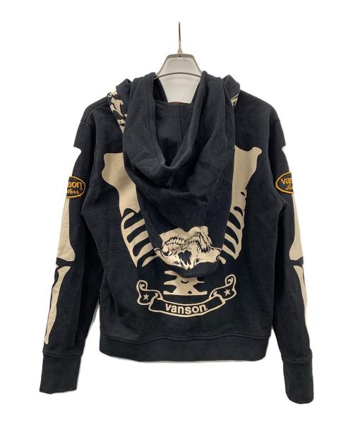 VANSON（バンソン）VANSON (バンソン) ジップパーカー スカル ブラック サイズ:Mの古着・服飾アイテム