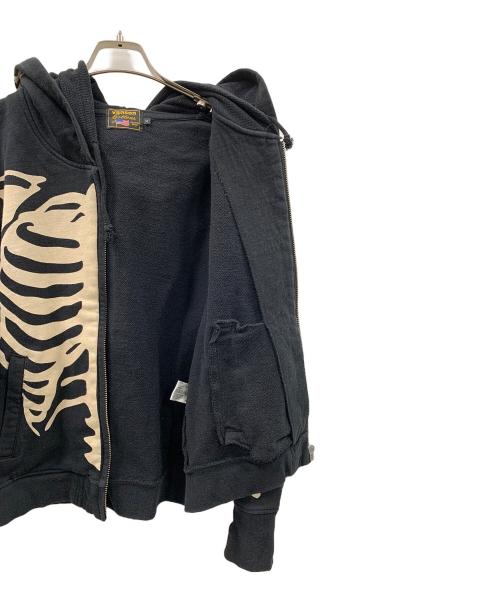 VANSON（バンソン）VANSON (バンソン) ジップパーカー スカル ブラック サイズ:Mの古着・服飾アイテム