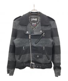 Schott（ショット）の古着「ウールライダースジャケット」｜ブラック×グレー