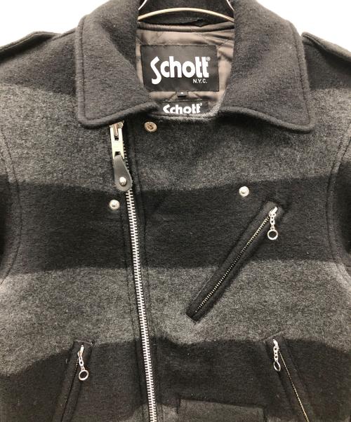 Schott（ショット）Schott (ショット) ウールライダースジャケット ブラック×グレー サイズ:Sの古着・服飾アイテム