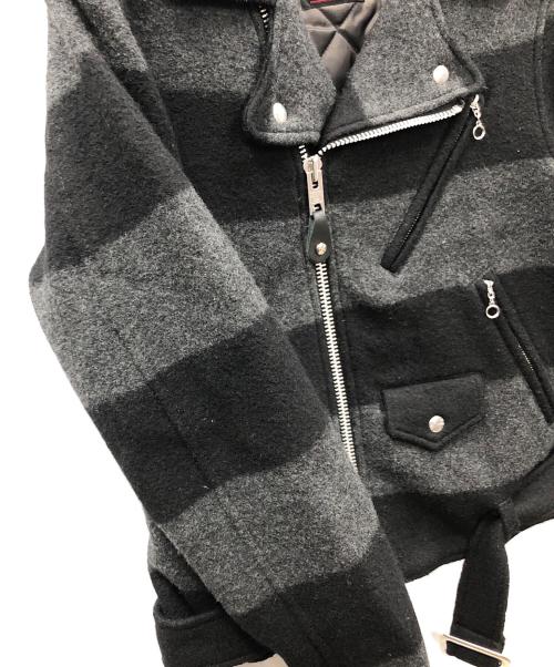 Schott（ショット）Schott (ショット) ウールライダースジャケット ブラック×グレー サイズ:Sの古着・服飾アイテム