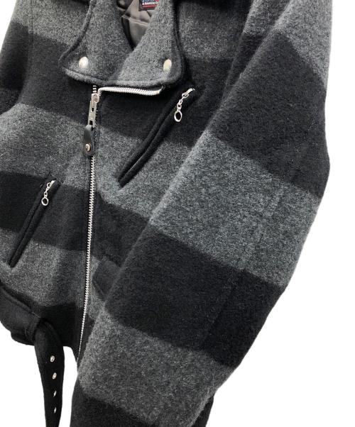 Schott（ショット）Schott (ショット) ウールライダースジャケット ブラック×グレー サイズ:Sの古着・服飾アイテム