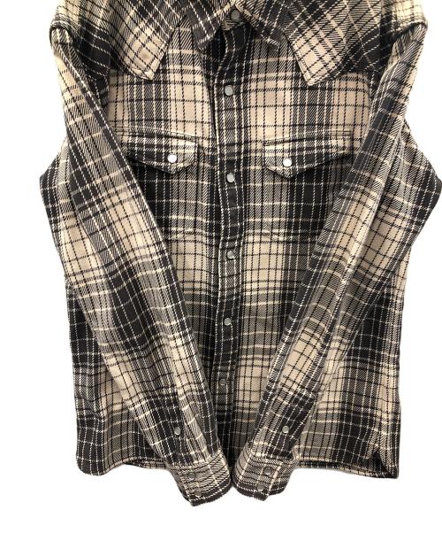 FLAT HEAD（フラット ヘッド）FLAT HEAD (フラット ヘッド) ネルシャツ ナチュラル×ブラウン サイズ:42の古着・服飾アイテム