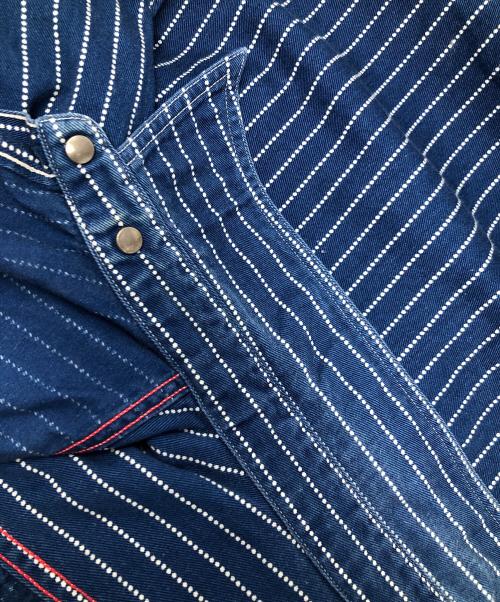 SUGAR CANE（シュガーケーン）SUGAR CANE (シュガーケーン) 長袖シャツ ウォバッシュストライプ ワークシャツ ブルー×ホワイト サイズ:LARGEの古着・服飾アイテム