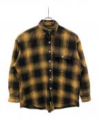FAT×big macエフエーティー×ビッグマック）の古着「ネルシャツ フランネルシャツ MAC SHADOW（マック シャドウ）」｜イエロー×ブラック