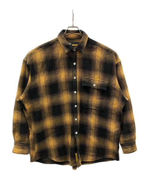 FAT（エフエーティー）FAT (エフエーティー) big mac (ビッグマック) ネルシャツ フランネルシャツ MAC SHADOW（マック シャドウ） イエロー×ブラック サイズ:FATの古着・服飾アイテム