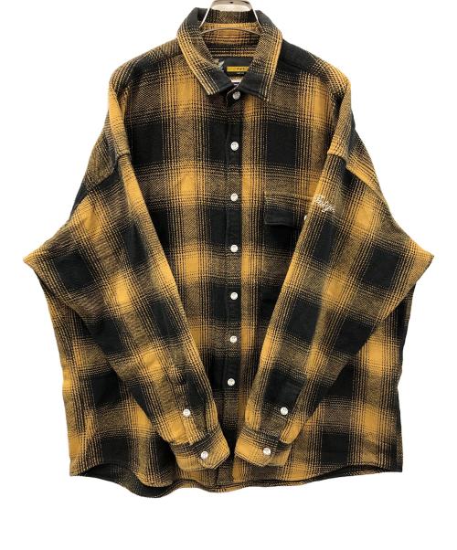 FAT（エフエーティー）FAT (エフエーティー) big mac (ビッグマック) ネルシャツ フランネルシャツ MAC SHADOW（マック シャドウ） イエロー×ブラック サイズ:FATの古着・服飾アイテム
