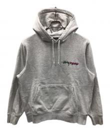 stussy（ステューシー）の古着「プルオーバーパーカー Positive Vibrations Applique（ポジティブ ヴァイブレーション アップリケ）」｜ライトグレー