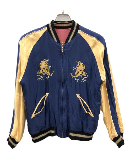 東洋エンタープライズ（トウヨウエンタープライズ）東洋エンタープライズ (トウヨウエンタープライズ) スカジャン スーベニアジャケット ブルー×ピンク サイズ:Mの古着・服飾アイテム