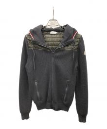 MONCLER（モンクレール）の古着「ナイロンフルジップコンビニットジャケット」｜グレー×オリーブ